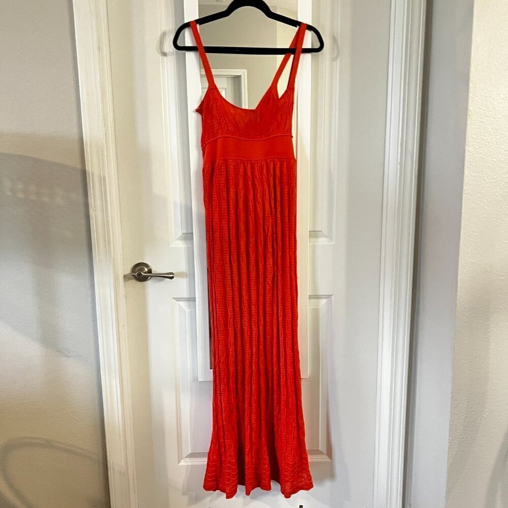 801 MISSONI Runway Knitted/Crochet Coral Lined Long Dress Size US 8 Color Orange - Picture 9 of 11